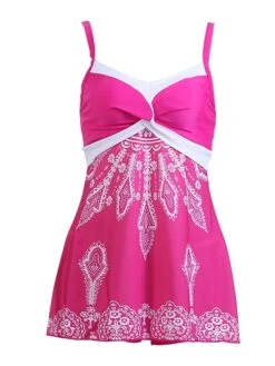 Women's Swimwear Swim Dress 2 Piece Plus Size Swimsuit Modest Swimwear Open Back For Big Busts Print Floral Black Pink Red Blue Tunic Shirts Strap Bathing Suits New Vacation Fashion -Outlet Suit Skirt Fit Store kpsvng1639380495916