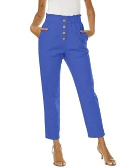 Women‘s Linen Dress Pants Trousers Cotton And Linen Magenta Orange Red Rust High Waist Streetwear Casual Comfort Holiday Daily Wear Vacation Pocket Micro-elastic Full Length Breathability Plain -Outlet Suit Skirt Fit Store krozbf1688025663167