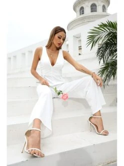 Women's Sophisticated Party 2022 White Black Jumpsuit Solid Color -Outlet Suit Skirt Fit Store kwntqi1644311488703
