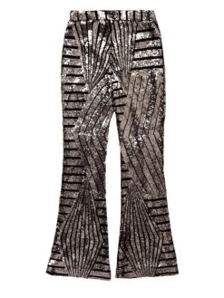 Women's Bootcut Bell Bottom Pants Trousers Full Length Sequins Micro-elastic High Waist Fashion Streetwear Party Street Silver Black Gold S M Summer Fall -Outlet Suit Skirt Fit Store lcqqaq1693295372558