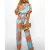 Jumpsuits For Women Summer Lace Up Print Floral Crew Neck Formal Party Prom Straight Regular Fit Half Sleeve Light Blue S M L Spring Fall