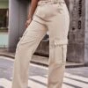 Women's Jeans Cargo Pants Pants Trousers Full Length Denim Micro-elastic Fashion Casual Daily Black Khaki S M