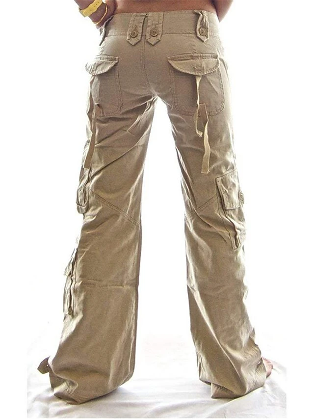 Women‘s Cargo Khaki parachute Pants Trousers Baggy Full Length Baggy Micro-elastic Mid Waist Fashion Streetwear Casual Daily Wear Black Khaki S M Fall & Winter 2 Women‘s Cargo Khaki parachute Pants Trousers Baggy Full Length Baggy Micro-elastic Mid Waist Fashion Streetwear Casual Daily Wear Black Khaki S M Fall & Winter - Image 2
