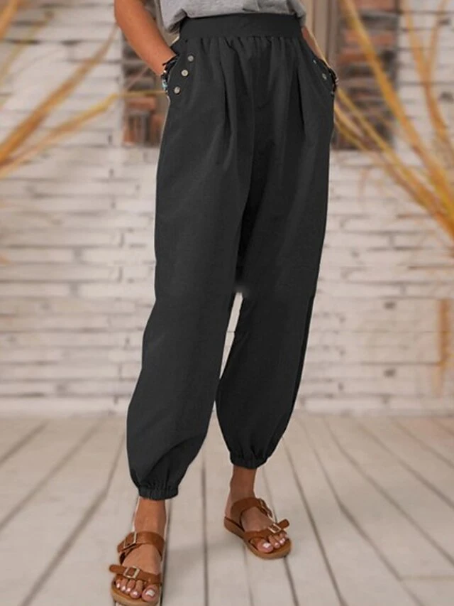 Women's Chinos Bloomers Full Length Fashion Streetwear Street Daily Black Blue S M Fall Winter 3 Women's Chinos Bloomers Full Length Fashion Streetwear Street Daily Black Blue S M Fall Winter - Image 3