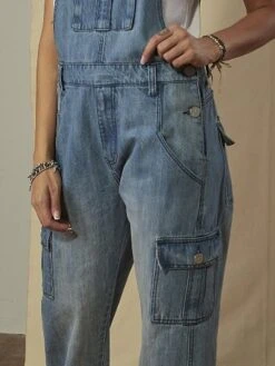 Women‘s Overall Cowgirl Denim Backless Button Solid Color Square Neck Streetwear Daily Vacation Regular Fit Sleeveless Blue S M L Summer -Outlet Suit Skirt Fit Store lstuhm1689818400224