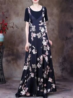 Women's Overall Pocket Print Floral V Neck Streetwear Daily Vacation Regular Fit Sleeveless Black Pink Rainbow M L XL Summer -Outlet Suit Skirt Fit Store ltygwi1690449262959