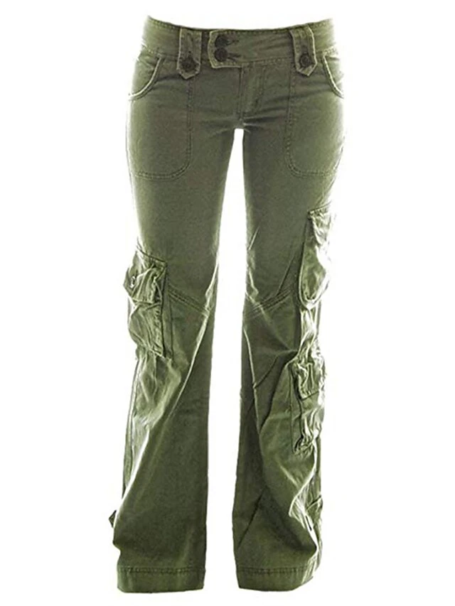 Women‘s Cargo Khaki parachute Pants Trousers Baggy Full Length Baggy Micro-elastic Mid Waist Fashion Streetwear Casual Daily Wear Black Khaki S M Fall & Winter 4 Women‘s Cargo Khaki parachute Pants Trousers Baggy Full Length Baggy Micro-elastic Mid Waist Fashion Streetwear Casual Daily Wear Black Khaki S M Fall & Winter - Image 4