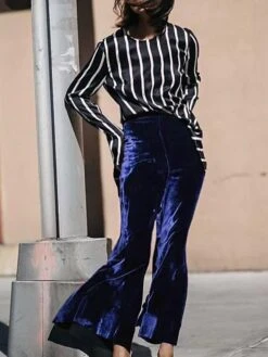 Women's Bootcut Bell Bottom Pants Trousers Full Length Micro-elastic Mid Waist Fashion Streetwear Party Street Wine Black S M Fall Winter -Outlet Suit Skirt Fit Store lwtqsa1691564848699