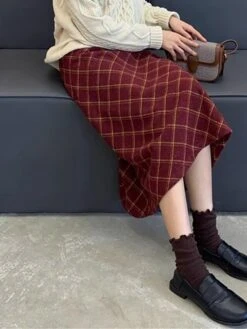 Women's Skirt Long Skirt Midi Cotton Wine Skirts Fall & Winter Plaid Print High Waist Fashion Elegant Christmas Street Xmas S M L 30 Women's Skirt Long Skirt Midi Cotton Wine Skirts Fall & Winter Plaid Print High Waist Fashion Elegant Christmas Street Xmas S M L -Outlet Suit Skirt Fit Store lxcacf1695351450919