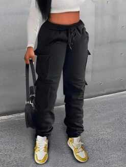 Women's Cargo Pants Sweatpants Chinos Full Length Micro-elastic High Waist Fashion Streetwear Street Daily Black Green S M Fall Winter -Outlet Suit Skirt Fit Store lyhrkb1692927252191
