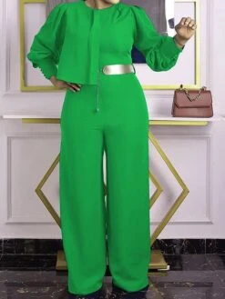 Women‘s Jumpsuit High Waist Solid Color Pink Fall Winter Round Neck Active Daily Vacation Slim Long Sleeve Royal Blue Orange S M L -Outlet Suit Skirt Fit Store lypxya1695871499536