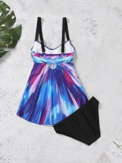 Women's Swimwear Swim Dress 2 Piece Plus Size Swimsuit High Waist Slim For Big Busts Print Rainbow Tie Dye Black Blue Color Purple Green Padded Strap Bathing Suits Online Canada Sexy High-Waisted -Outlet Suit Skirt Fit Store lzwtrx1644216021652