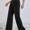 Women's Dress Pants Culottes Wide Leg Wide Leg Full Length Pocket Baggy Micro-elastic High Waist Simple Chino Casual Going Out Black S M Spring, Fall, Winter, Summer