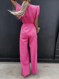 Women's Jumpsuit Lace Up Ruffle Solid Color Crew Neck Streetwear Party Holiday Regular Fit Sleeveless Blue Pink Fuchsia S M L Spring -Outlet Suit Skirt Fit Store mdajgo1654676551932