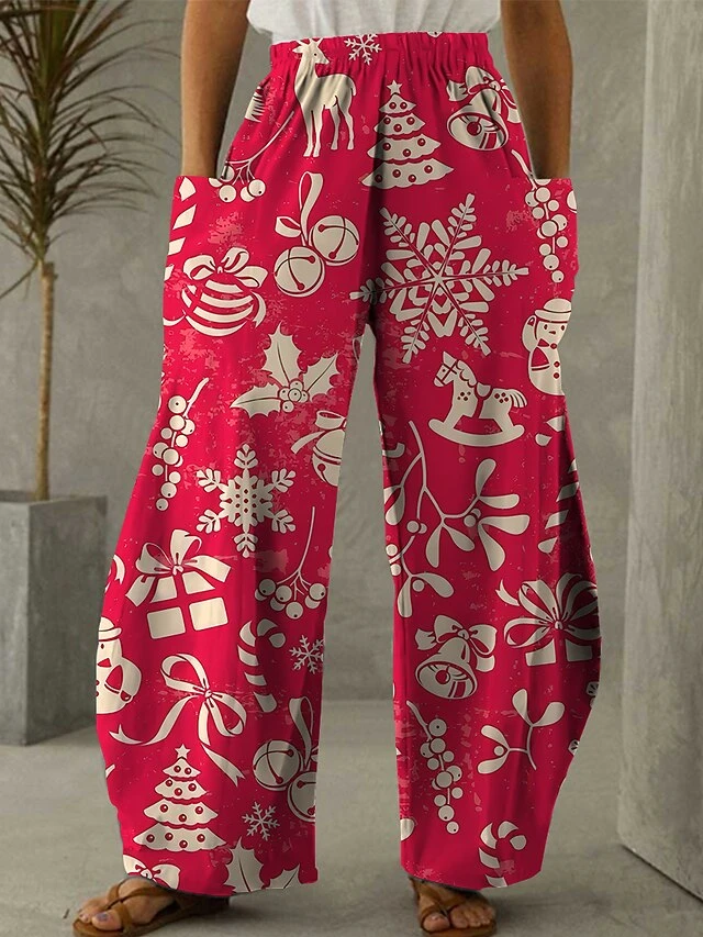 Women's Pants Trousers Bloomers Full Length Faux Linen Trousers Christmas Xmas Festival Magenta Wine S M Fall & Winter 1 Women's Pants Trousers Bloomers Full Length Faux Linen Trousers Christmas Xmas Festival Magenta Wine S M Fall & Winter