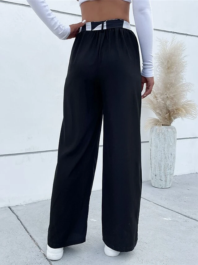 Women‘s Wide Leg Chinos Dress Pants Trousers Full Length Fashion Streetwear Street Daily Black S M Fall Winter 6 Women‘s Wide Leg Chinos Dress Pants Trousers Full Length Fashion Streetwear Street Daily Black S M Fall Winter - Image 6