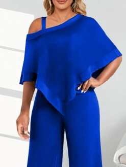 Women's Jumpsuits For Special Occasions Overlay Solid Color Cold Shoulder Elegant Party Prom Wide Leg Regular Fit Half Sleeve Cold Shoulder Black White Light Green S M L Summer