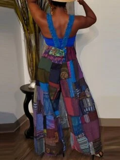 Women's Overall Patchwork Pocket Color Block V Neck Active Street Daily Regular Fit Sleeveless Blue Purple Green S M L Summer -Outlet Suit Skirt Fit Store mkmnss1695368134550