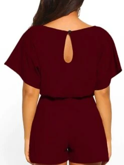 Black Jumpsuit For Women Romper Lace Up Print Solid Color Crew Neck Casual Daily Vacation Regular Fit Short Sleeve Black Wine Blue S M L Spring -Outlet Suit Skirt Fit Store mlfkwm1675736275784