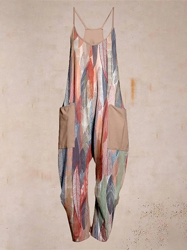 Women's Jumpsuit Pocket Print Animal Crew Neck Streetwear Street Daily Regular Fit Sleeveless Blue Pink Dark Gray S M L Spring 2 Women's Jumpsuit Pocket Print Animal Crew Neck Streetwear Street Daily Regular Fit Sleeveless Blue Pink Dark Gray S M L Spring - Image 2