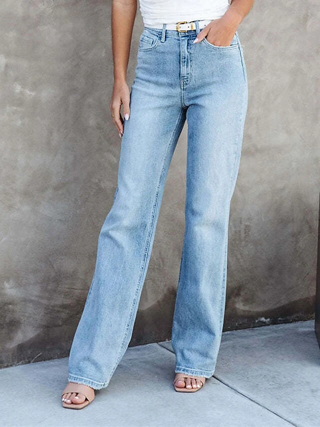 Women‘s Low Rise Jeans Pants Trousers Harem Pants Full Length Cotton Pocket Micro-elastic Mid Waist Streetwear Simple Outdoor Vacation Light Blue S M Summer Spring 3 Women‘s Low Rise Jeans Pants Trousers Harem Pants Full Length Cotton Pocket Micro-elastic Mid Waist Streetwear Simple Outdoor Vacation Light Blue S M Summer Spring - Image 3