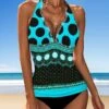 Women's Swimwear Tankini 2 Piece Normal Swimsuit 2 Piece Printing Polka Dot Yellow Pink Blue Bathing Suits Sports Beach Wear Summer