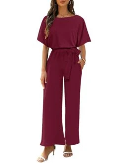 Women's Jumpsuit Lace Up Solid Color Crew Neck Streetwear Daily Vacation Regular Fit Short Sleeve Black Wine Army Green S M L Spring -Outlet Suit Skirt Fit Store mwchdk1673405154610