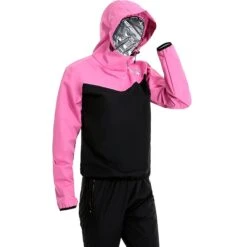 Women's Sauna Suit Tracksuit 2 Piece Full Zip Athletic Winter Long Sleeve Quick Dry Moisture Wicking Weight Loss Fitness Gym Workout Running Sportswear Activewear Color Block Black Green Rosy Pink -Outlet Suit Skirt Fit Store mwkapf1591605626461