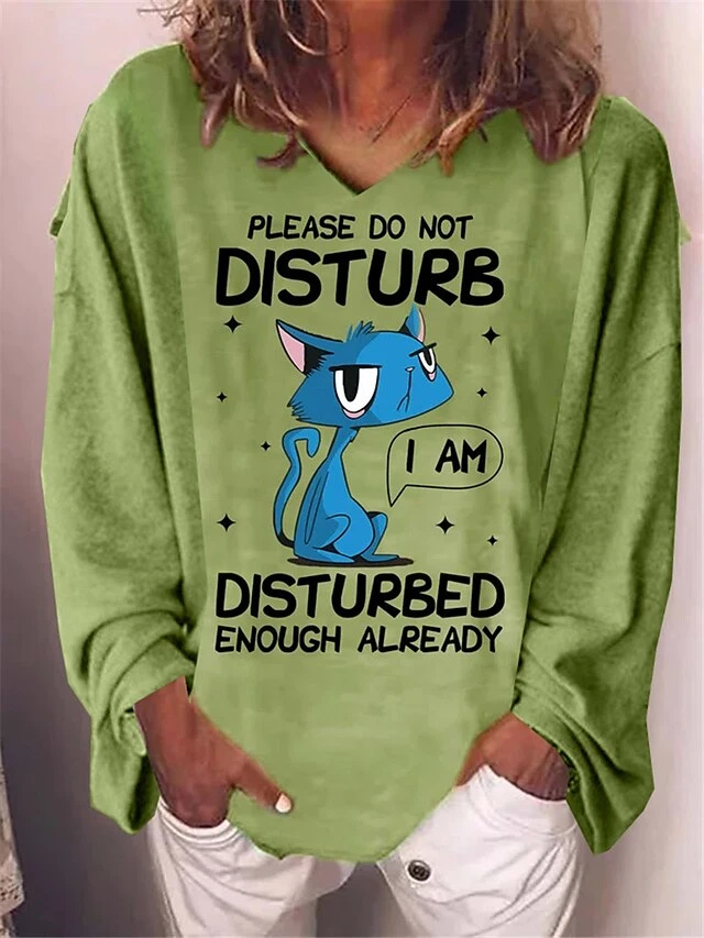 Women's Plus Size T Shirt Tee Pink Blue Green Animal Cat Letter Print Long Sleeve Christmas Daily Going Out Casual Festival V Neck Regular Fit Fall Winter Fall & Winter 1 Women's Plus Size T Shirt Tee Pink Blue Green Animal Cat Letter Print Long Sleeve Christmas Daily Going Out Casual Festival V Neck Regular Fit Fall Winter Fall & Winter