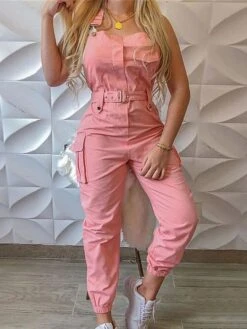 Women's Overall Pocket High Waist Solid Color Square Neck Active Christmas Street Xmas Daily Regular Fit Sleeveless Black Yellow Pink S M L Fall -Outlet Suit Skirt Fit Store nenslj1695347190378