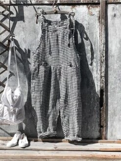 Women's Overalls Cotton Blend Black Yellow Red Streetwear Casual Lounge Daily Vacation Going Out Pocket Print Micro-elastic Full Length Plaid L XL XXL 3XL -Outlet Suit Skirt Fit Store nksgwb1647491201078