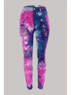 Women's Jeans Skinny Pants Trousers Ankle-Length Denim Ripped Print Micro-elastic Fashion Casual Daily Pink Blue S M -Outlet Suit Skirt Fit Store nldzub1671777864296