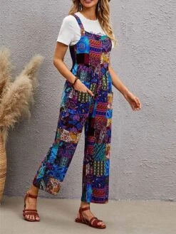 Women's Overall Pocket Print Color Block Square Neck Streetwear Daily Vacation Regular Fit Sleeveless Blue S M L Summer -Outlet Suit Skirt Fit Store nmbdqc1678857235139