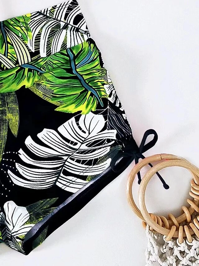 6 Colors High Waist Bikini Women's Swimwear Padded Drawstring Sexy Straps Bikinis Set Leaves Printed 2 Pieces Swimsuit Soft Pads Bathing Suits Beach Wear 7 6 Colors High Waist Bikini Women's Swimwear Padded Drawstring Sexy Straps Bikinis Set Leaves Printed 2 Pieces Swimsuit Soft Pads Bathing Suits Beach Wear - Image 7
