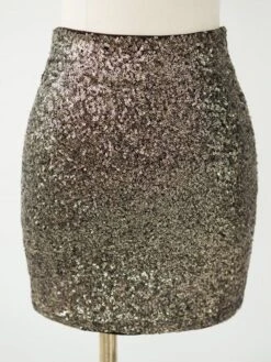 Women's Skirt Work Skirts Mini Silver Black Gold Skirts All Seasons Sequins Fashion Sparkle Sparkle & Shine Xmas Party Christmas S M L -Outlet Suit Skirt Fit Store nsqpcw1641380299769