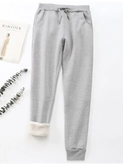 Women's Fleece Pants Sweatpants Chinos Full Length Micro-elastic High Waist Fashion Streetwear Street Daily Light Gray Dark-Gray M L Fall Winter