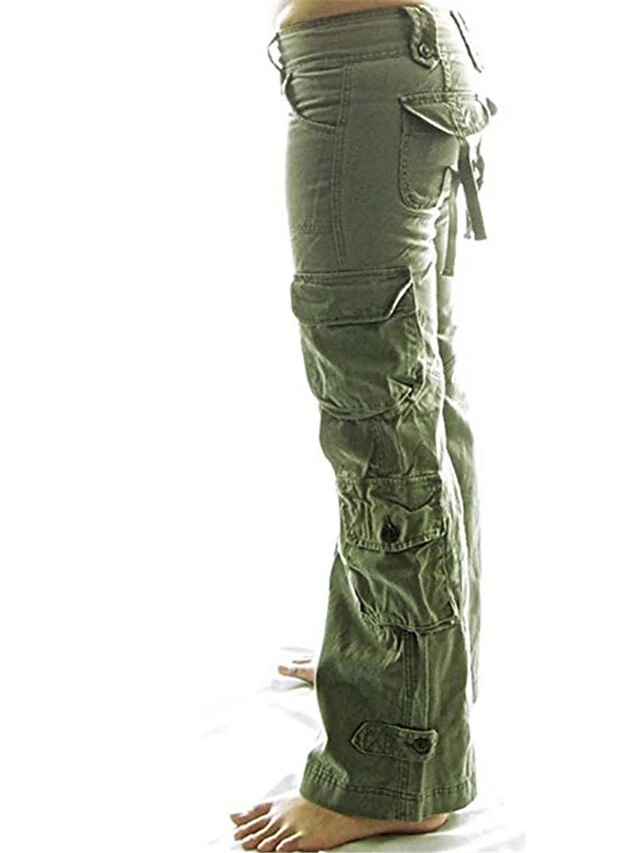 Women‘s Cargo Khaki parachute Pants Trousers Baggy Full Length Baggy Micro-elastic Mid Waist Fashion Streetwear Casual Daily Wear Black Khaki S M Fall & Winter 3 Women‘s Cargo Khaki parachute Pants Trousers Baggy Full Length Baggy Micro-elastic Mid Waist Fashion Streetwear Casual Daily Wear Black Khaki S M Fall & Winter - Image 3