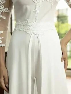 Women's Jumpsuit Lace Solid Color Crew Neck Streetwear Wedding Party Regular Fit Long Sleeve White S M L Summer 12 Women's Jumpsuit Lace Solid Color Crew Neck Streetwear Wedding Party Regular Fit Long Sleeve White S M L Summer -Outlet Suit Skirt Fit Store nwgshc1681730346898