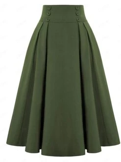 Women's Skirt Long Skirt Midi Pleated Black Red Green Skirts Fall & Winter Fashion Elegant Casual Street Daily S M L -Outlet Suit Skirt Fit Store nxnyeq1695693828285