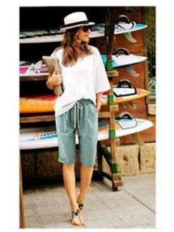 Women's Slacks Sunday Shorts Cotton Blend Light Blue Pink ArmyGreen Mid Waist Vacation Casual Work Beach Pocket Micro-elastic Knee Length Lightweight Solid Color S M L XL 2XL / Loose Fit 23 Women's Slacks Sunday Shorts Cotton Blend Light Blue Pink ArmyGreen Mid Waist Vacation Casual Work Beach Pocket Micro-elastic Knee Length Lightweight Solid Color S M L XL 2XL / Loose Fit -Outlet Suit Skirt Fit Store nygntj1611198730195