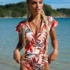 Women's Swimwear One Piece Bikini Normal Swimsuit Push Up High Waisted Printing Black Red Blue Green Padded Scoop Neck Bathing Suits New Sexy Casual