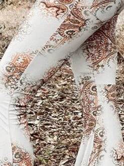 Women's Slim Tights Pants Trousers Flare Leggings White High Waist Fashion Streetwear Casual Street Causal Daily High Cut High Elasticity Full Length Breathability Floral S M L XL -Outlet Suit Skirt Fit Store oaueks1690443463092