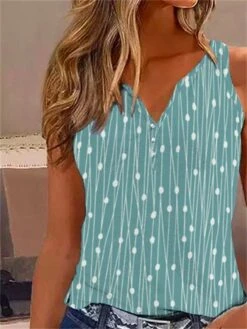 Women's Plus Size Tank Top Red Green Graphic Striped Button Print Sleeveless Casual Basic V Neck Regular Fit -Outlet Suit Skirt Fit Store obkzjb1681198603103