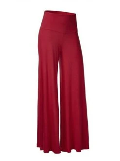 Women's Basic Essential Yoga Culottes Wide Leg Palazzo Slacks Wide Leg Full Length Pants Sports Outdoor Daily Stretchy Solid Color High Waist Slim Sapphire Wine Pink Green White S M L XL XXL -Outlet Suit Skirt Fit Store obziyl1600425780125