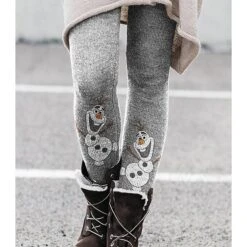 Women's Fleece Pants Tights Leggings Full Length Print High Elasticity Fashion Christmas Casual Daily Xmas Grey S M