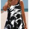 Women's Swimwear Tankini 2 Piece Plus Size Swimsuit 2 Piece Printing Floral Black Blue Orange Tank Top Bathing Suits Sports Summer