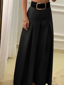 Women's Wide Leg Pants Trousers Baggy Full Length Baggy Micro-elastic High Waist Fashion Streetwear Party Street Black Khaki S M Summer Fall -Outlet Suit Skirt Fit Store oiaikm1689665311066