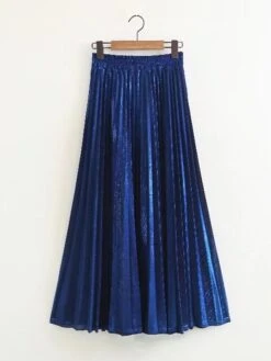 Women's Skirt Swing Long Skirt Maxi Silver Black Red Blue Skirts Pleated Streetwear Summer Holiday Weekend S M L 19 Women's Skirt Swing Long Skirt Maxi Silver Black Red Blue Skirts Pleated Streetwear Summer Holiday Weekend S M L -Outlet Suit Skirt Fit Store oktogw1664353462075