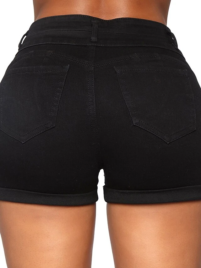 Women's Shorts Hot Pants Denim White Black Mid Waist Fashion Casual / Sporty Daily Weekend Side Pockets Stretchy Short Comfort Plain S M L XL XXL 10 Women's Shorts Hot Pants Denim White Black Mid Waist Fashion Casual / Sporty Daily Weekend Side Pockets Stretchy Short Comfort Plain S M L XL XXL - Image 10