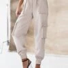 Women's Cargo Pants Pants Trousers Full Length Pocket Micro-elastic Mid Waist Fashion Streetwear Street Daily Almond S M Summer Fall